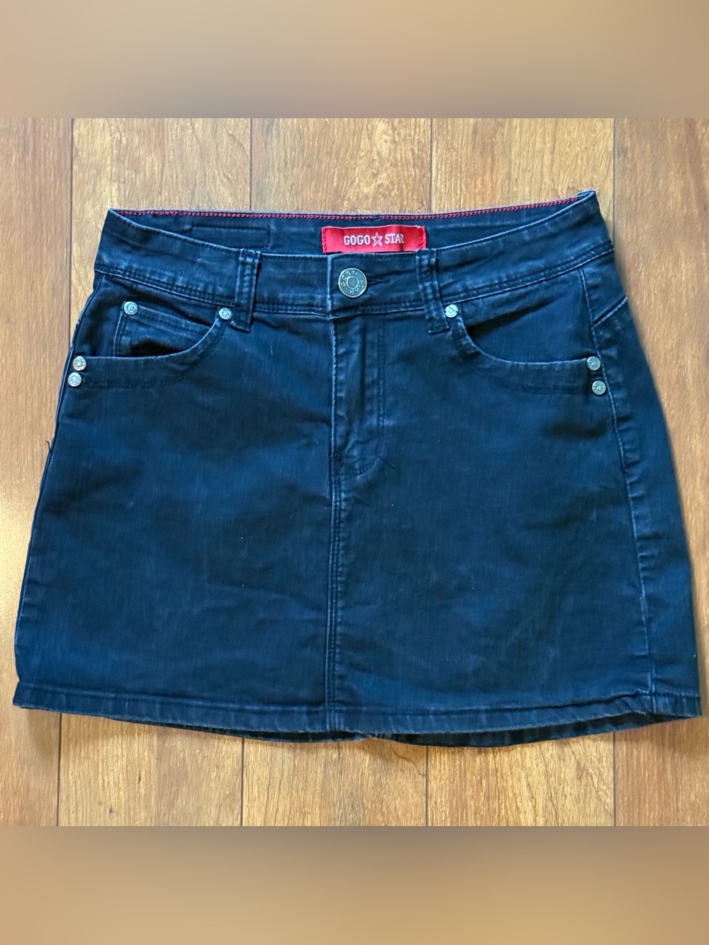 Gogo Star Black Denim Mini Skirt